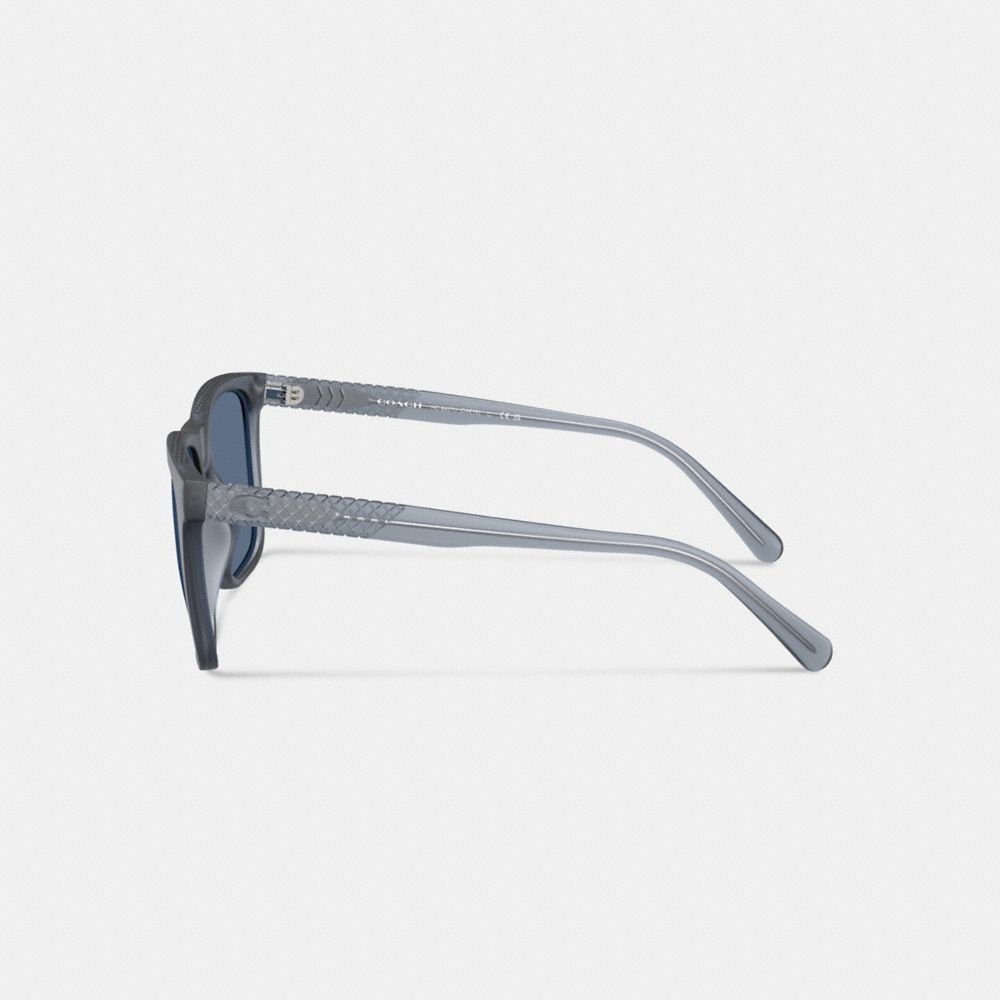 Coach C Hardware Textured Temple Square Sunglasses In Transparent Blue