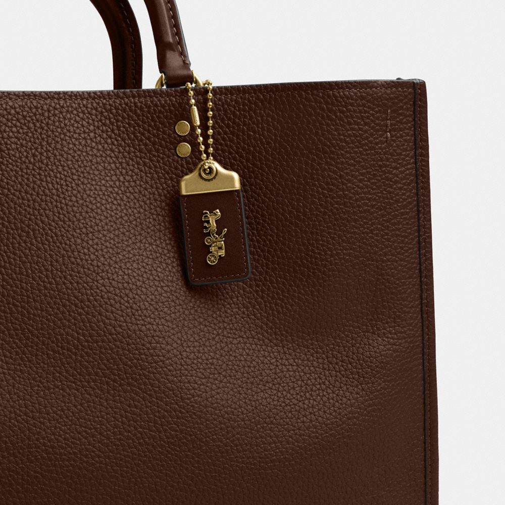 COACH®,Rogue Bag 39,Satchel,Metal,Studded,Logo,Work,Brown,Closer View