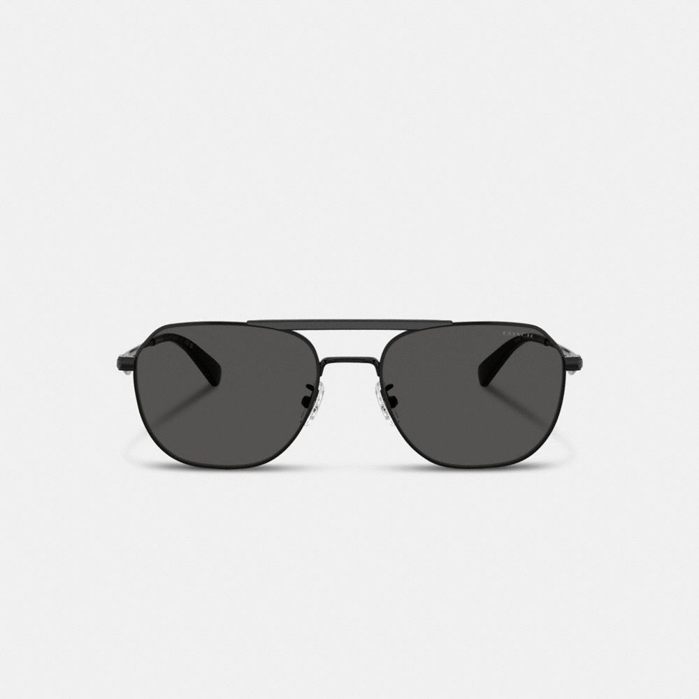 Coach C Hardware Metal Navigator Sunglasses In Black