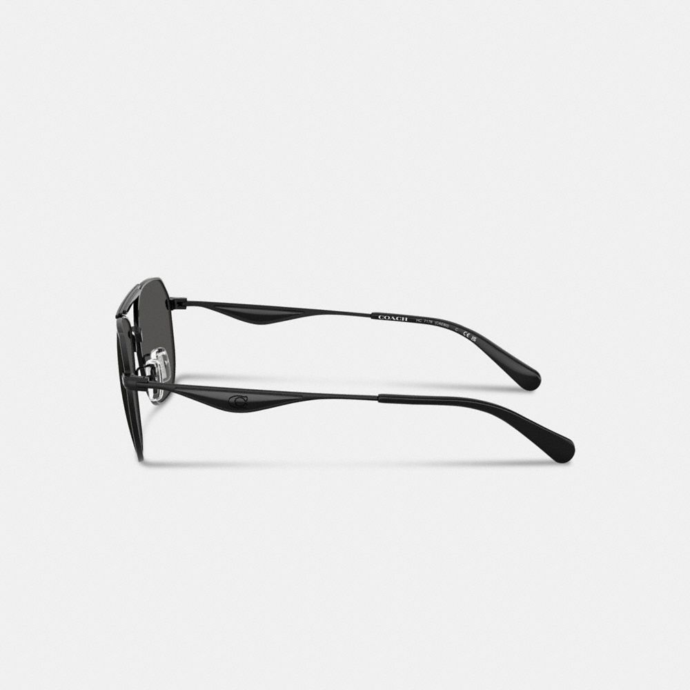 Coach C Hardware Metal Navigator Sunglasses In Black