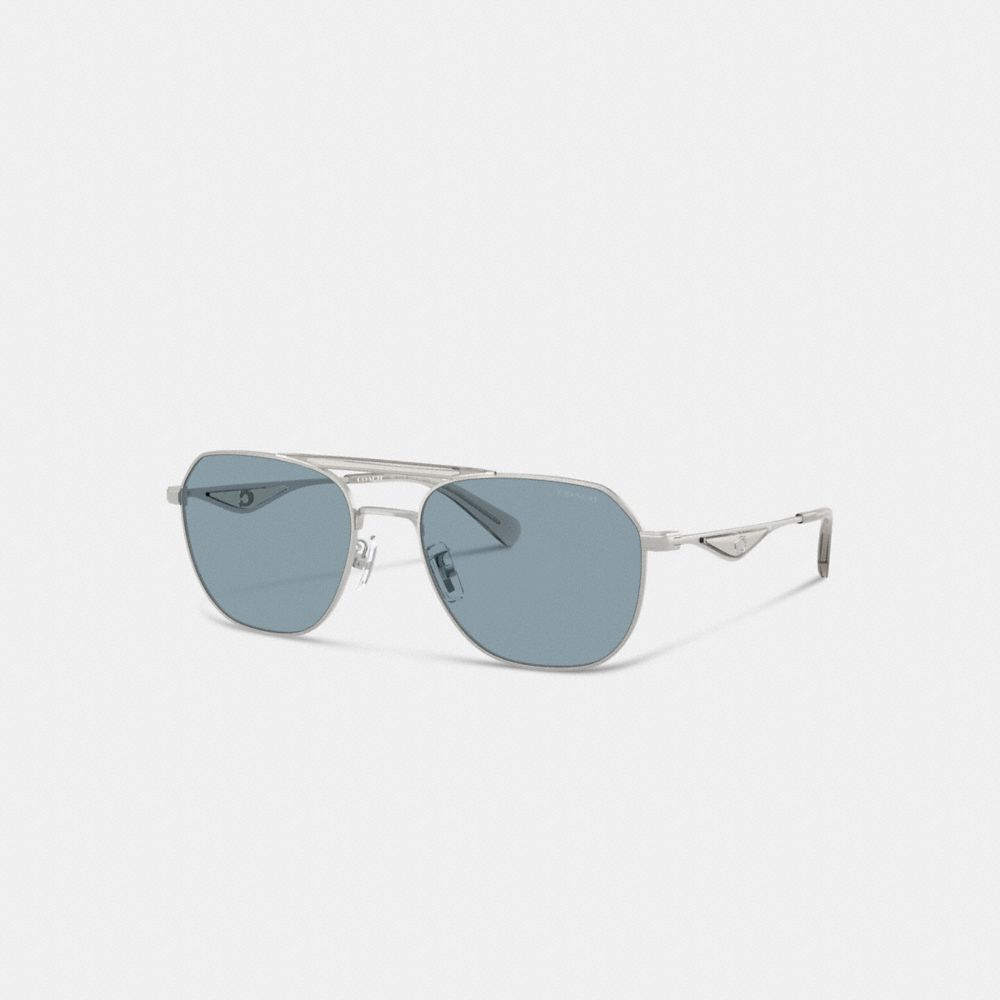 Coach C Hardware Metal Navigator Sunglasses In Blue