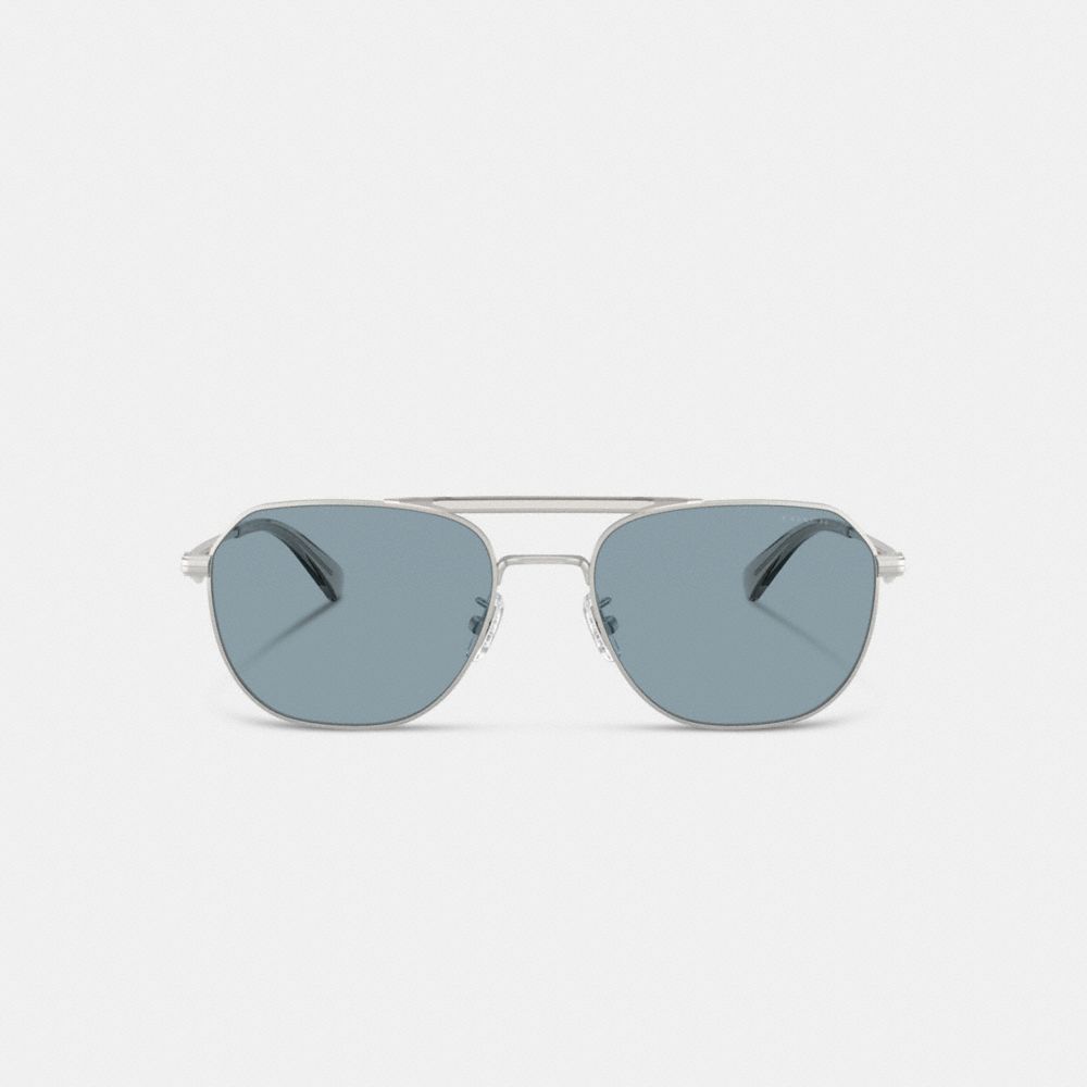 Coach C Hardware Metal Navigator Sunglasses In Blue