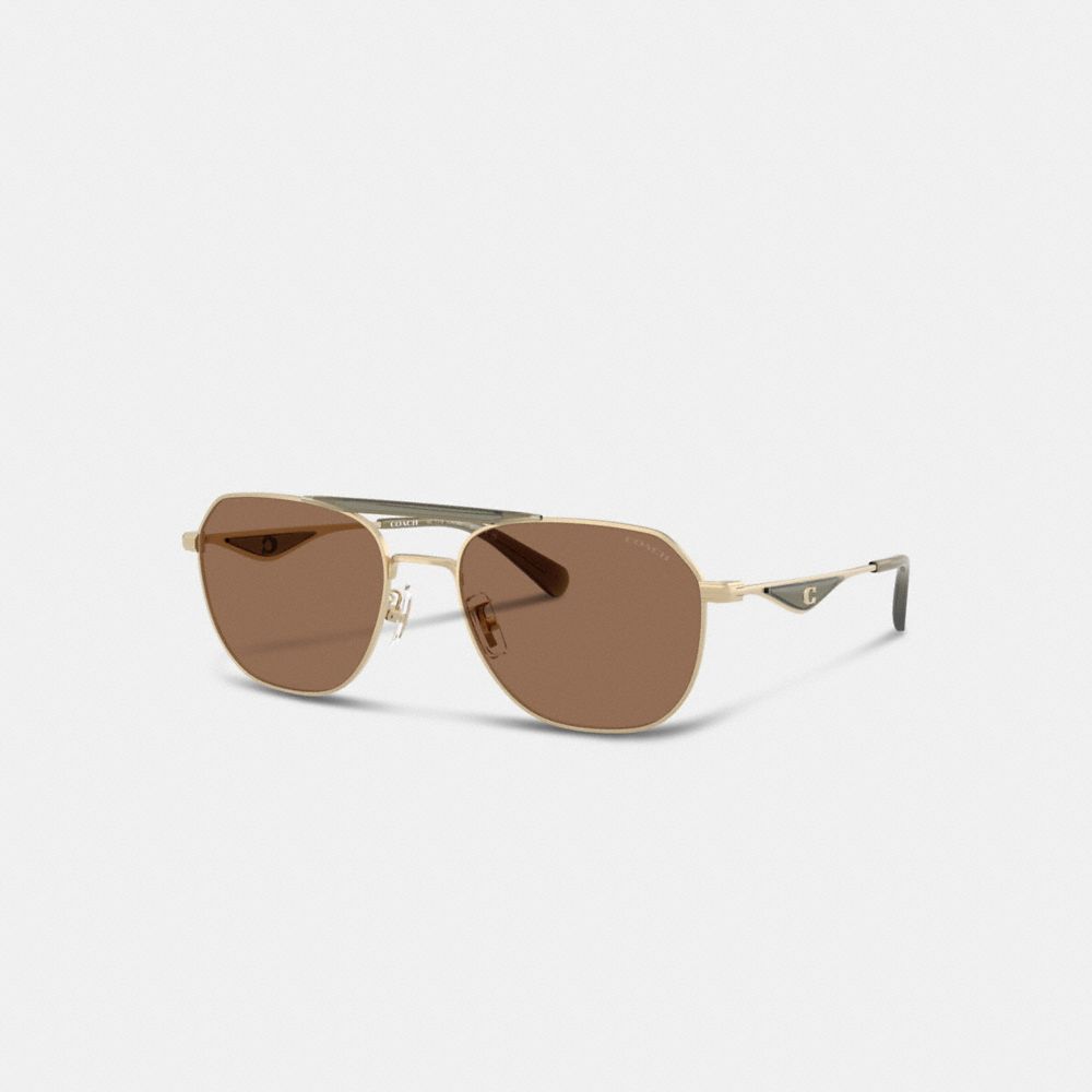 COACH®,C Hardware Metal Navigator Sunglasses,,Front View image number 0