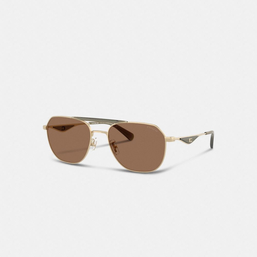 Shop Coach Navigator-sonnenbrille Aus Metall Mit C-metalldetails In Green