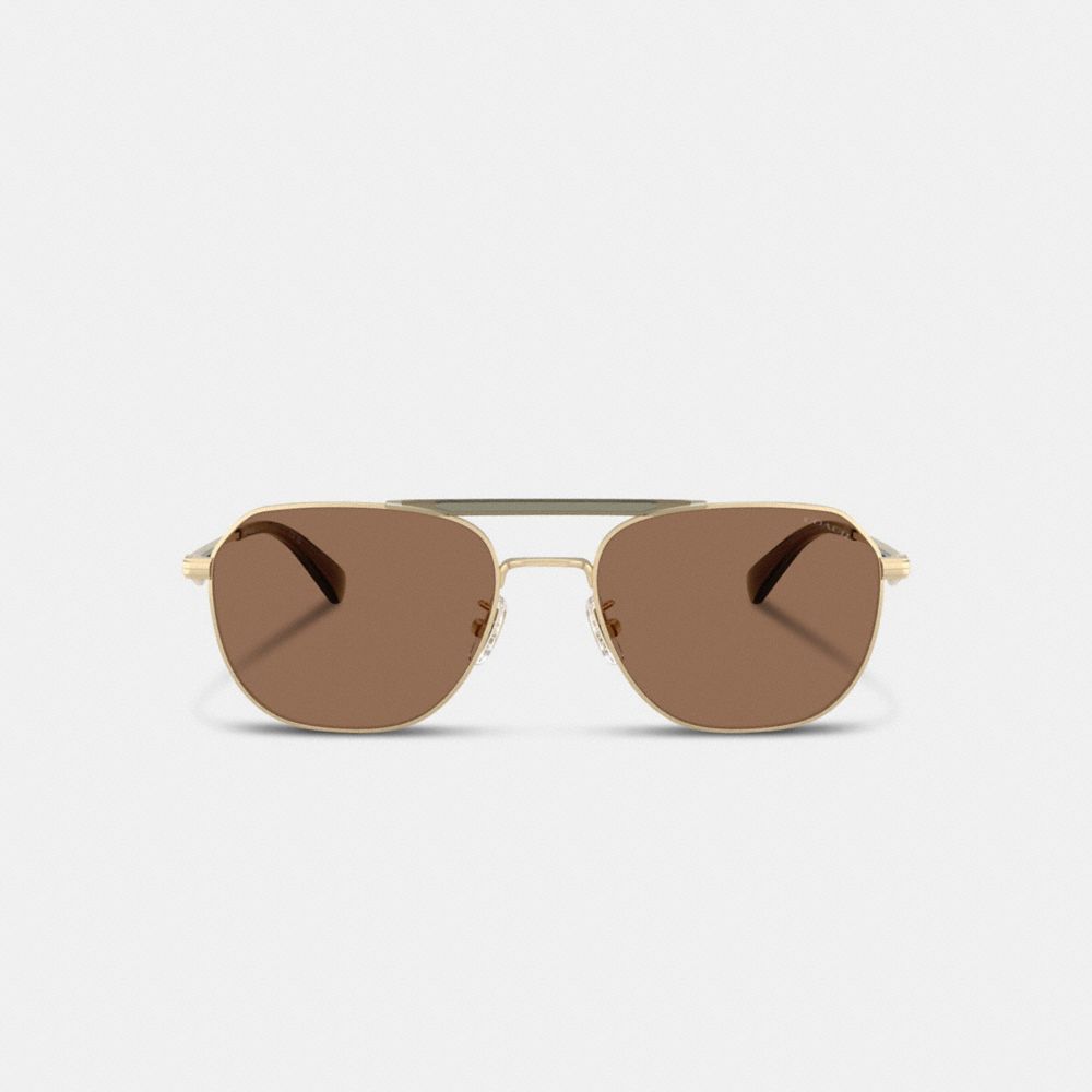 Shop Coach Navigator-sonnenbrille Aus Metall Mit C-metalldetails In Green