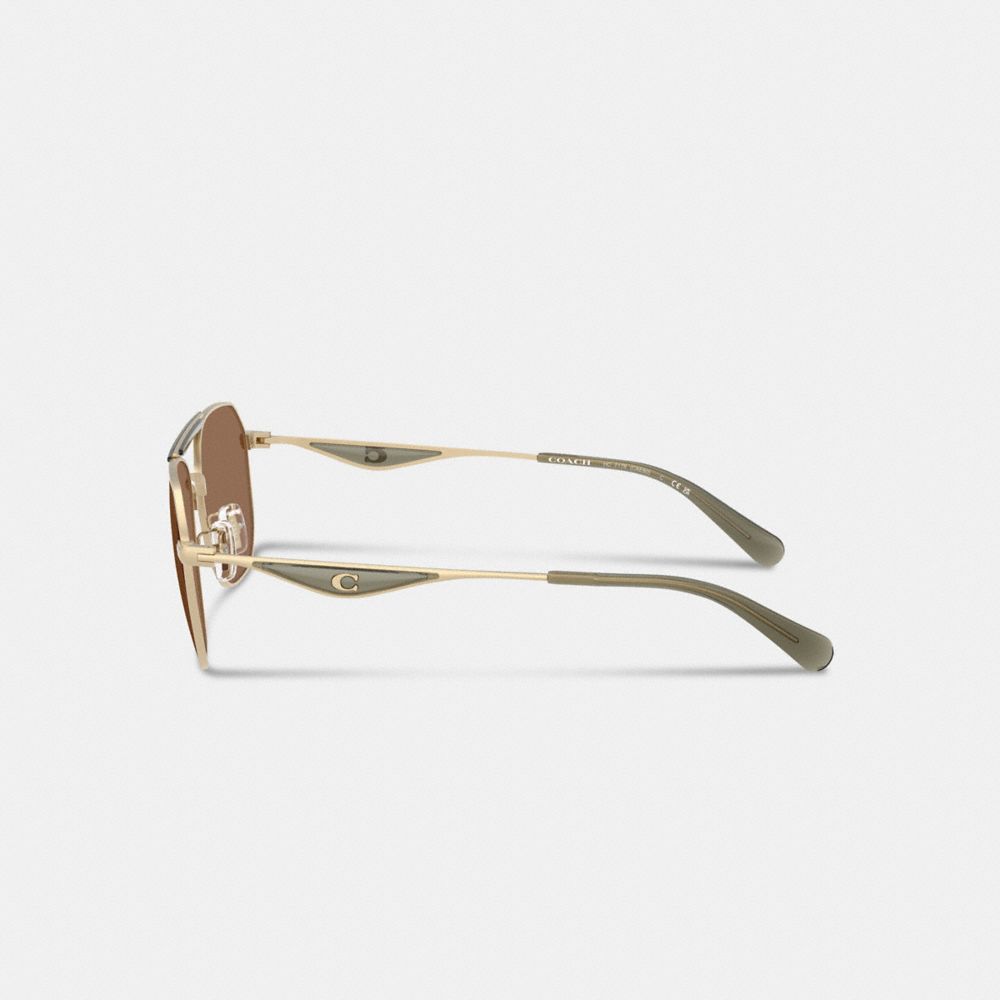 Shop Coach Navigator-sonnenbrille Aus Metall Mit C-metalldetails In Green