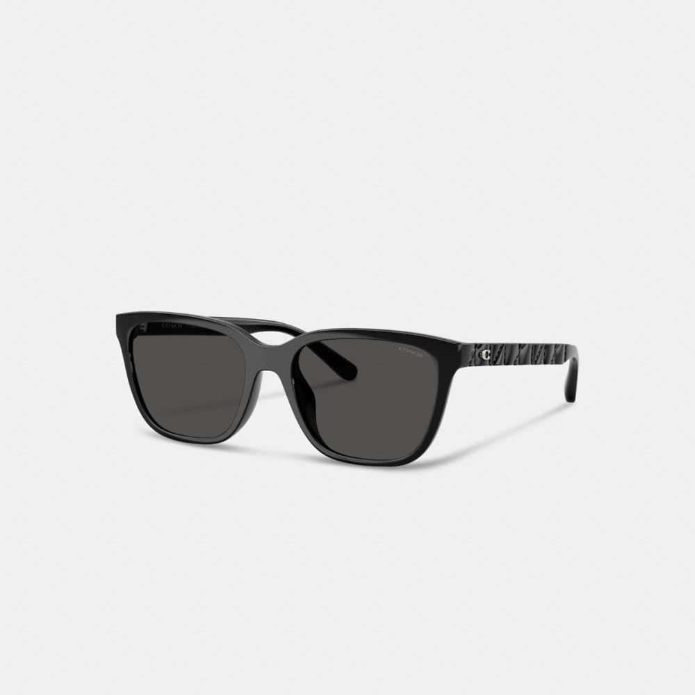 COACH®,Quilted Refined Square Sunglasses,Black,Front View