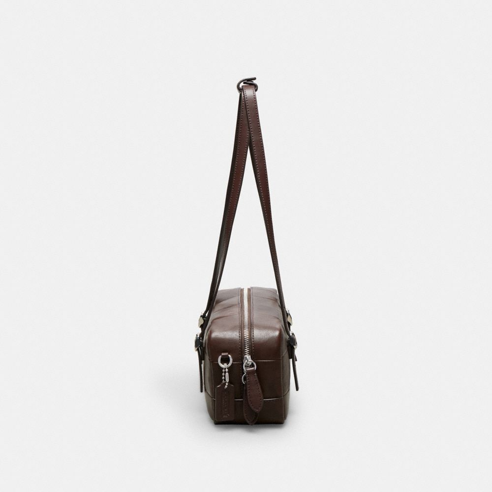 COACH®,Alter/Ego Satchel Bag In Checkerboard Upcrafted Leather,Leather,Satchel,Embossed,Logo,Sustainable,Casual,Brown,Group View