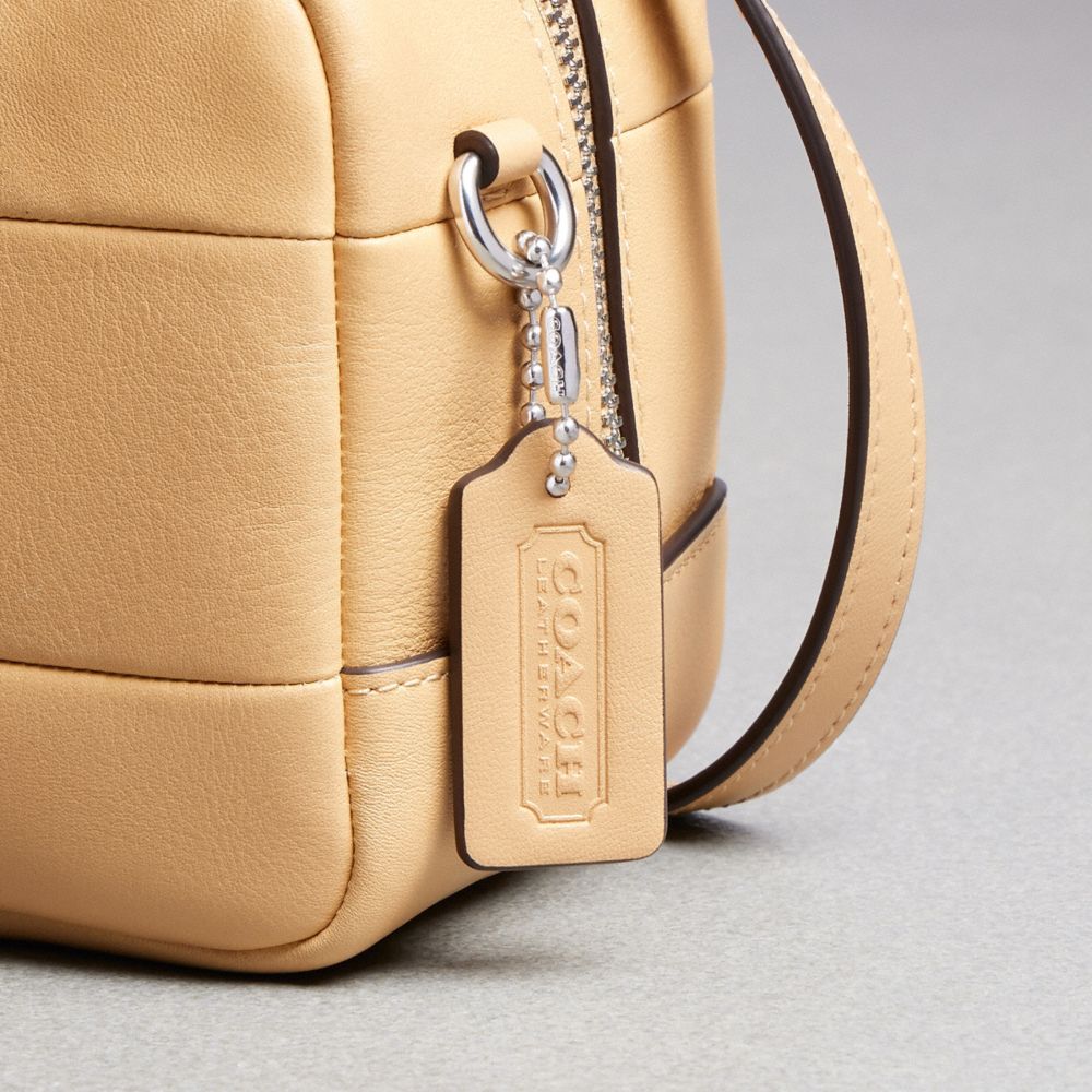 COACH®,Alter/Ego Satchel Bag In Checkerboard Upcrafted Leather,Leather,Satchel,Embossed,Logo,Sustainable,Casual,Beige,Group View