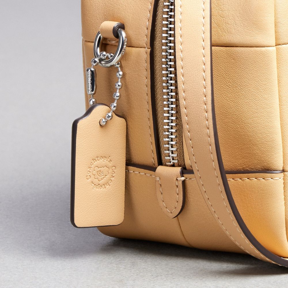 COACH®,Alter/Ego Satchel Bag In Checkerboard Upcrafted Leather,Leather,Satchel,Embossed,Logo,Sustainable,Casual,Beige