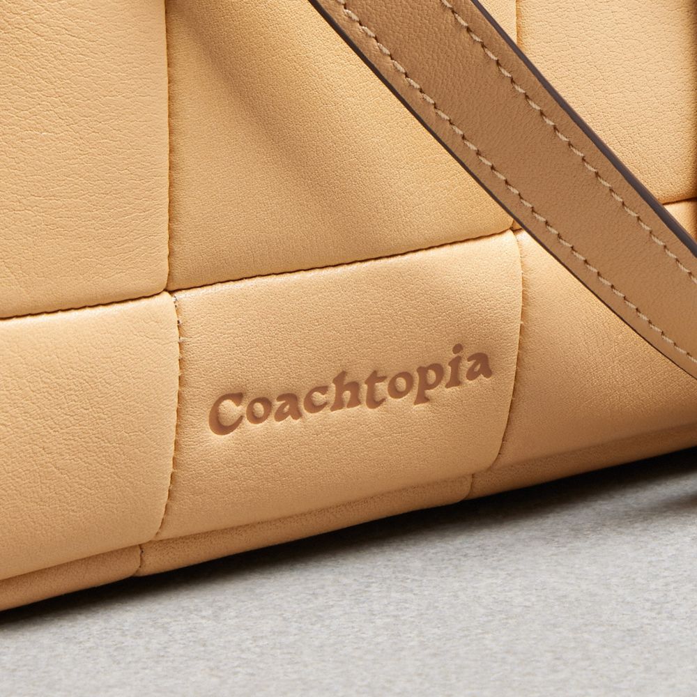 COACH®,Alter/Ego Satchel Bag In Checkerboard Upcrafted Leather,Leather,Satchel,Embossed,Logo,Sustainable,Casual,Beige,Closer View