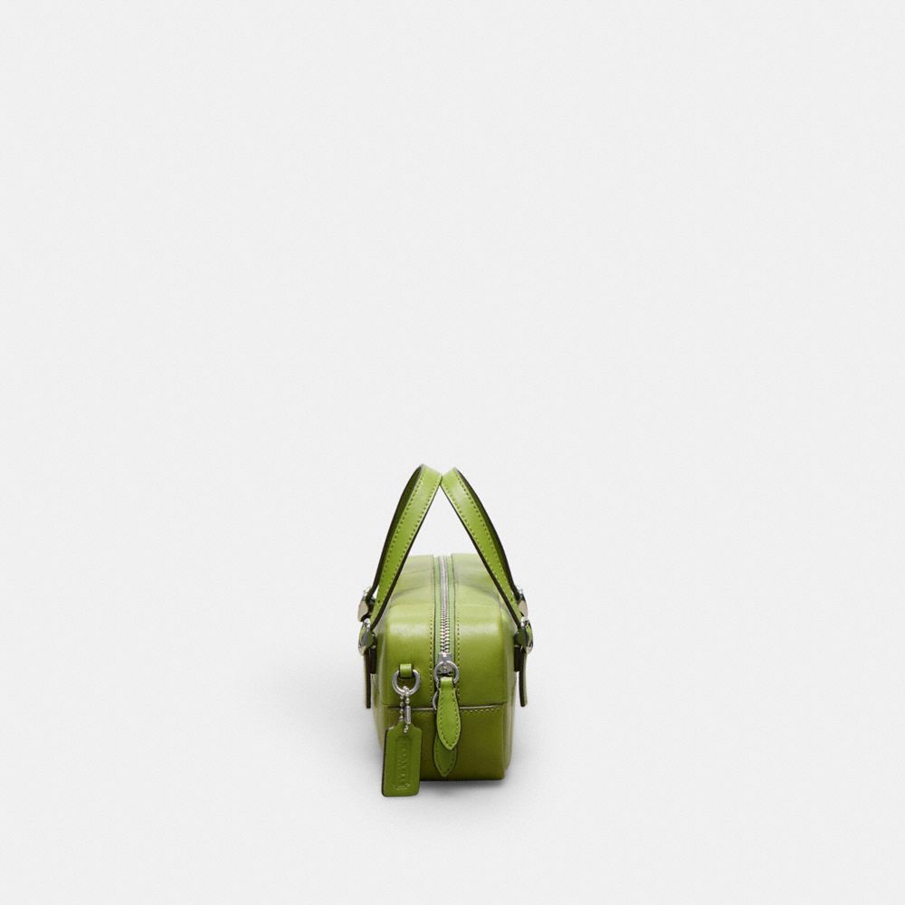 COACH®,Alter/Ego Mini Satchel Bag In Checkerboard Upcrafted Leather With Crossbody Strap,Leather,Satchel,Logo,Embossed,Adj...,Olive,Group View
