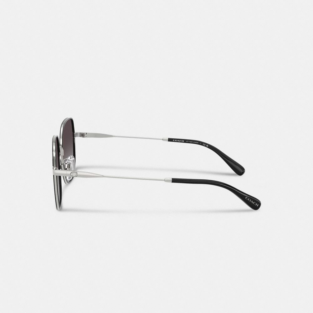 Coach Metal Thin Square Sunglasses In Silver/grey Gradient
