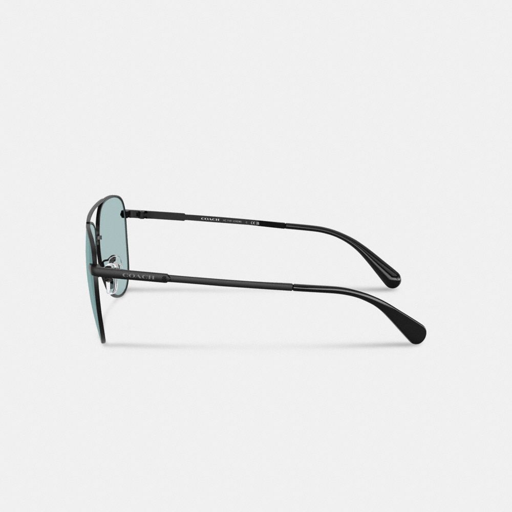COACH®,C Hardware Metal Pilot Sunglasses,Aviator,Metal Material,Logo,Brow Bar,Adjustable Nose Pads,Color Metal,Casual,Green,Alternate View