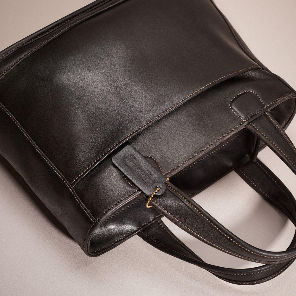 COACH®,Vintage Bleecker Satchel,Leather,Satchel,Stitching,Work,Black,Closer View