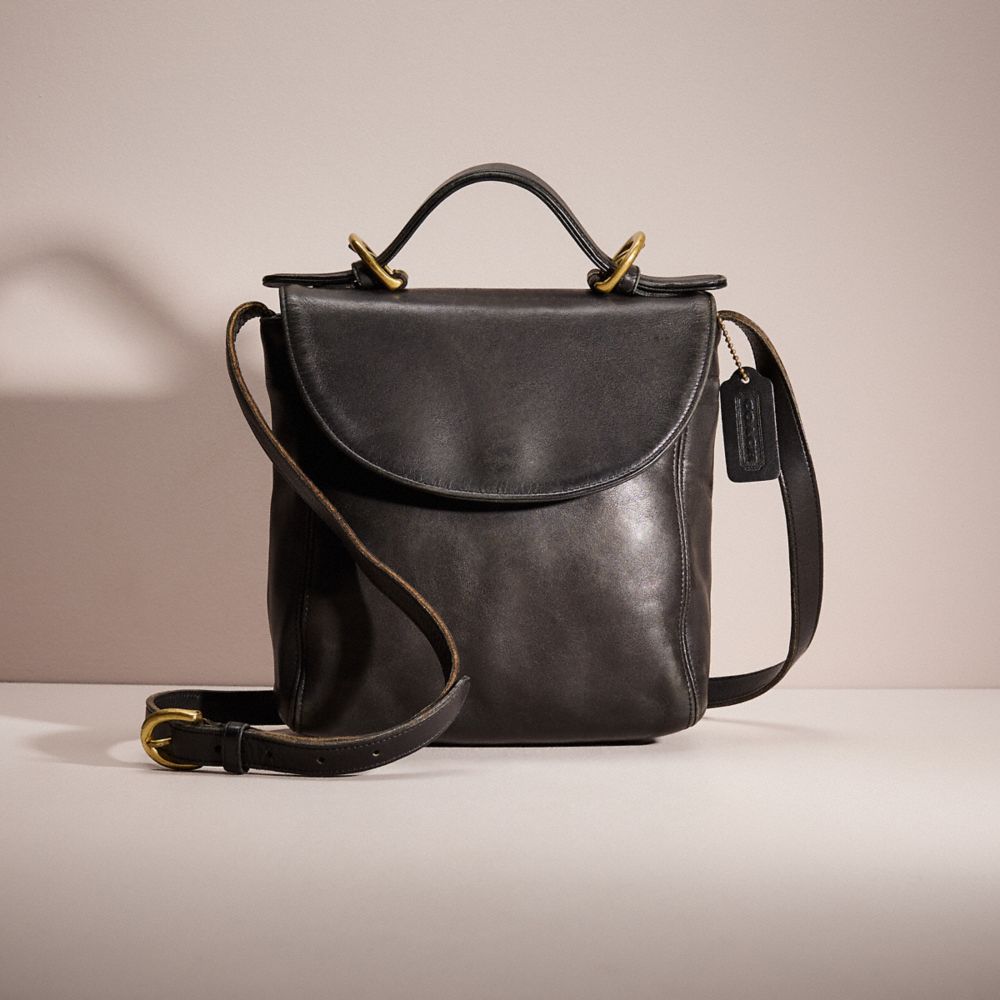 COACH®,Vintage Soho Handle Bag,Leather,Satchel,Embossed,Logo,Casual,Black,Front View