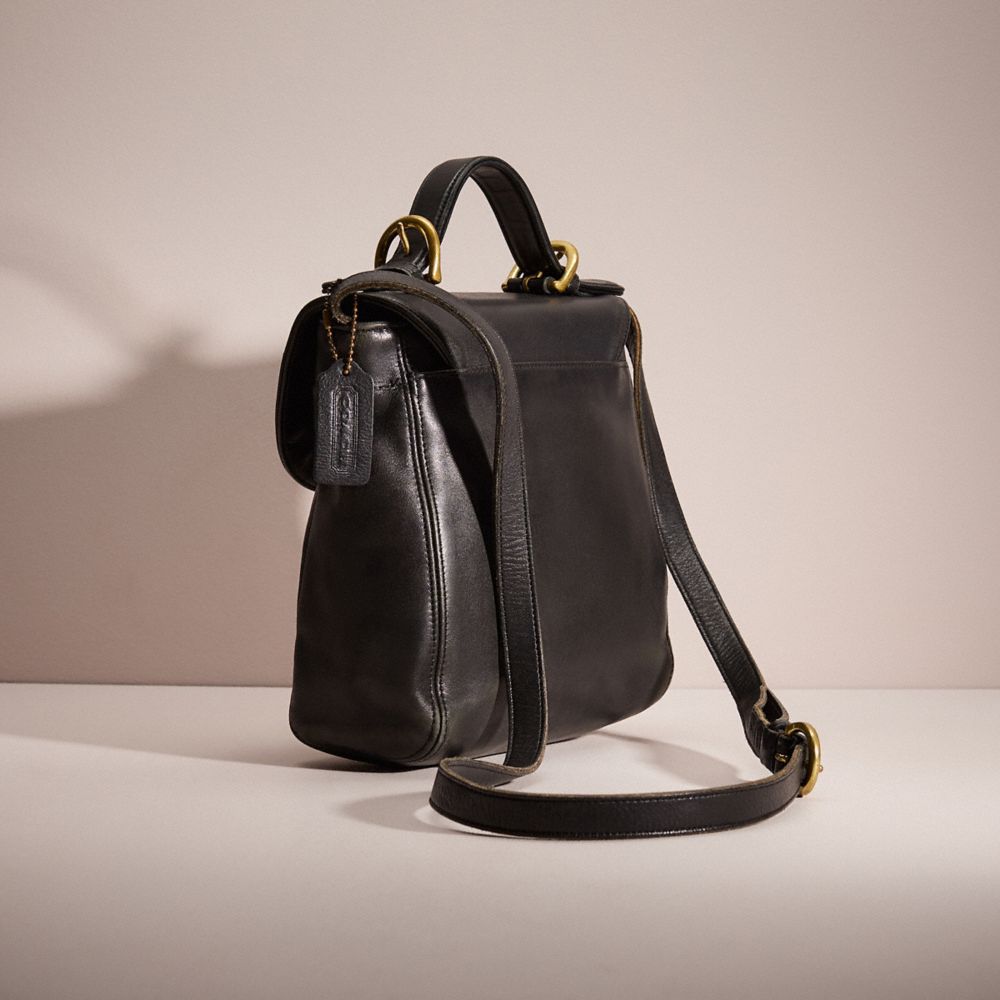 COACH®,Vintage Soho Handle Bag,Leather,Satchel,Embossed,Logo,Casual,Black,Angle View