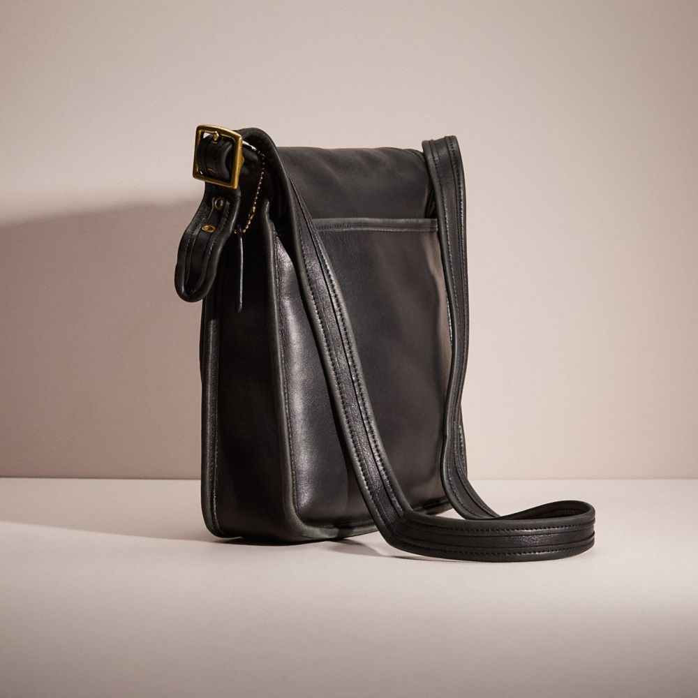 COACH®,Vintage Classic Legacy Studio Flap Bag,Leather,Crossbody,Logo,Casual,Black,Angle View