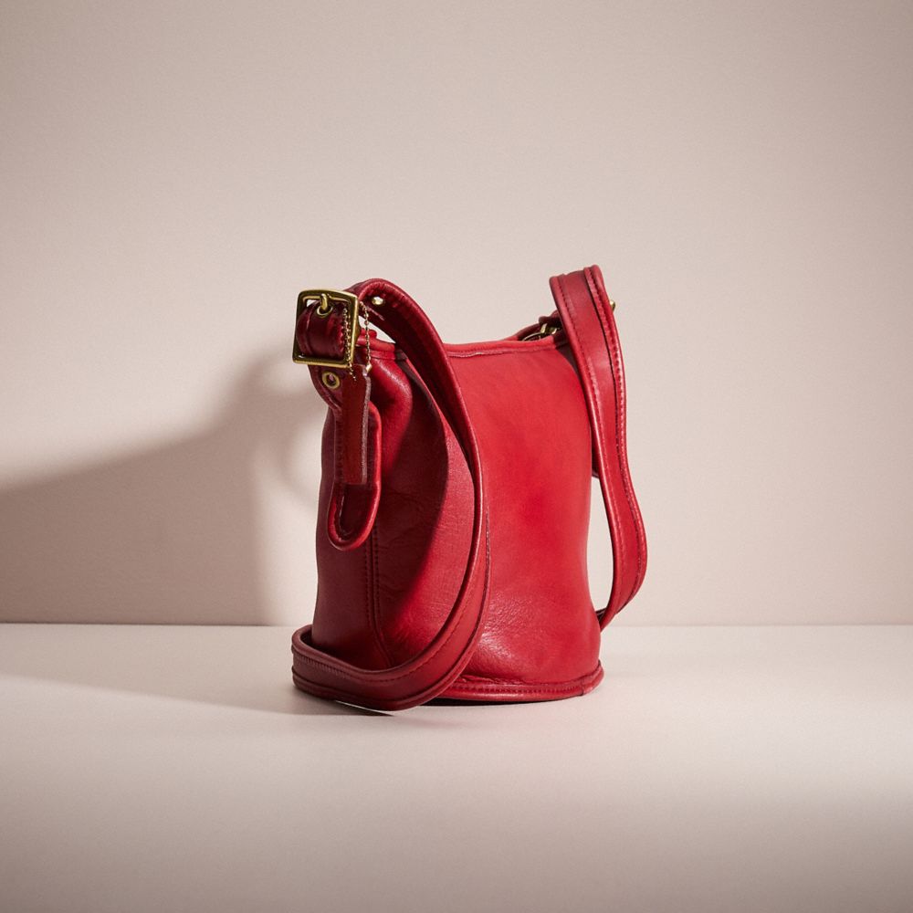 COACH®,Vintage Small Bucket Bag,Red,Angle View