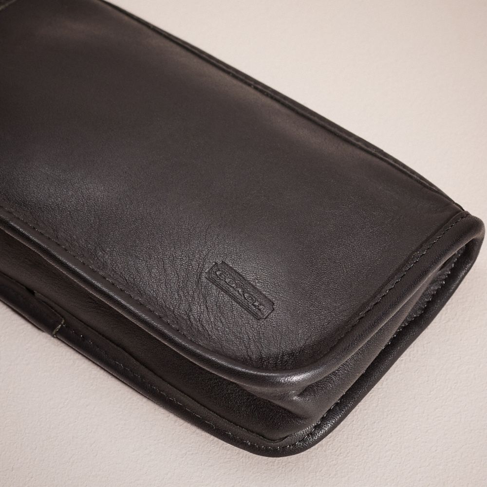 COACH®,Vintage Cosmetic Case,Pouch,Embossed,Logo,Casual,Black,Closer View