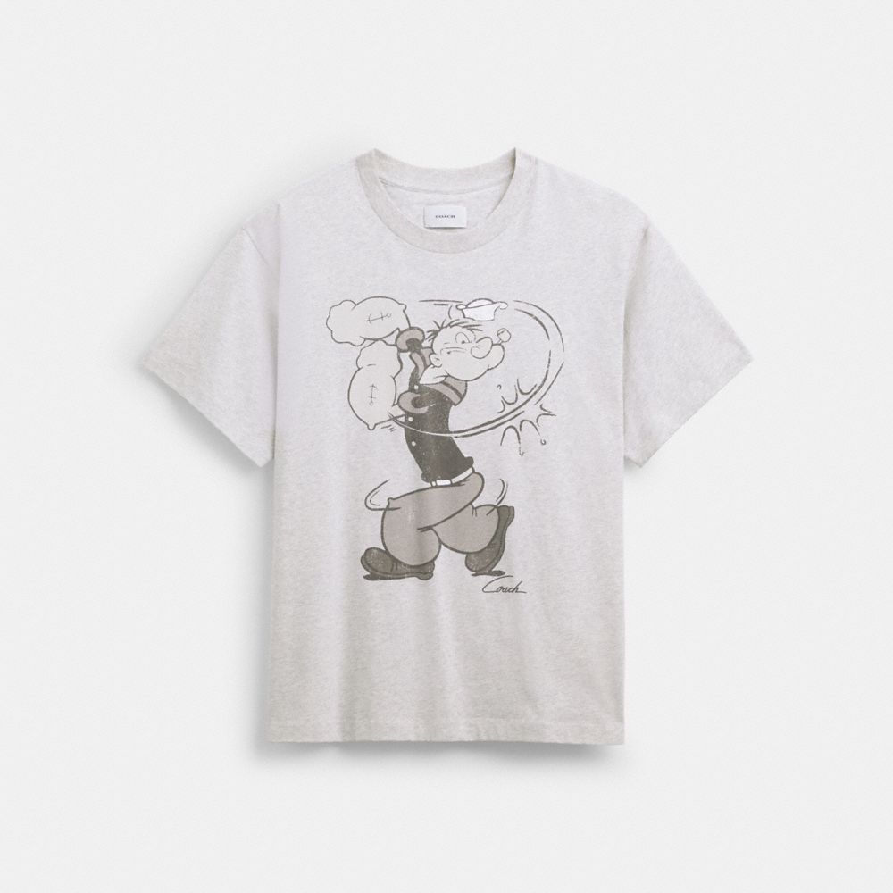 COACH®,Coach X Popeye T Shirt,Cotton,T Shirt,Casual,Gray,Front View