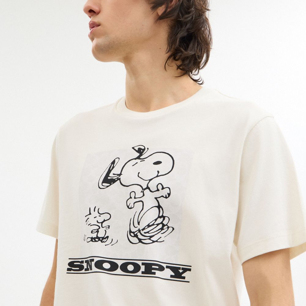 COACH®,Coach X Peanuts Snoopy Signature Square T Shirt In Organic Cotton,,Detail View