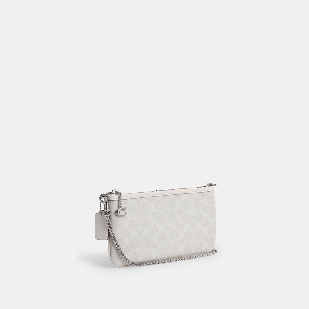 Coach Pouch Bag In Signature Canvas In Silver/white Chalk