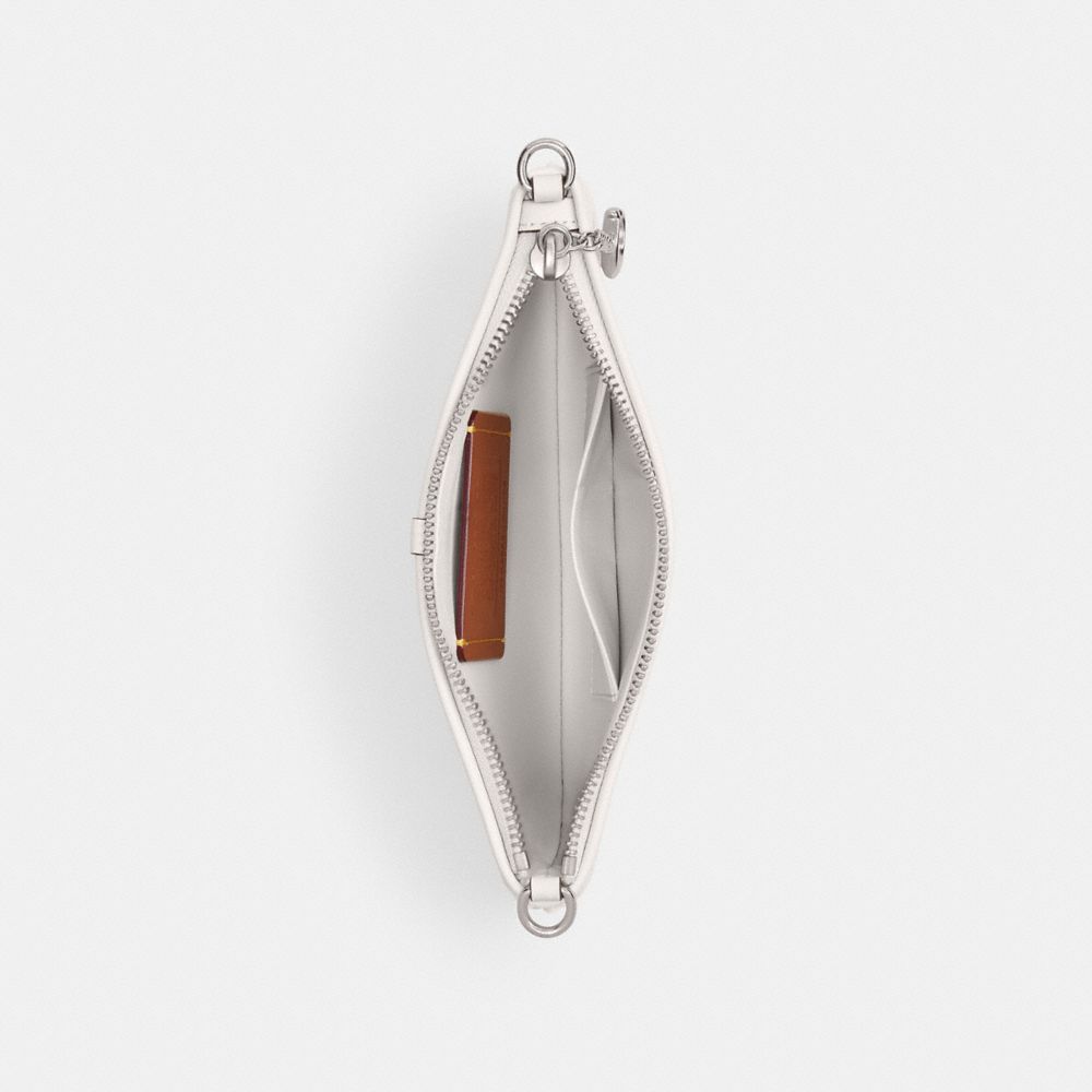 Coach Pouch Bag In Signature Canvas In Silver/white Chalk