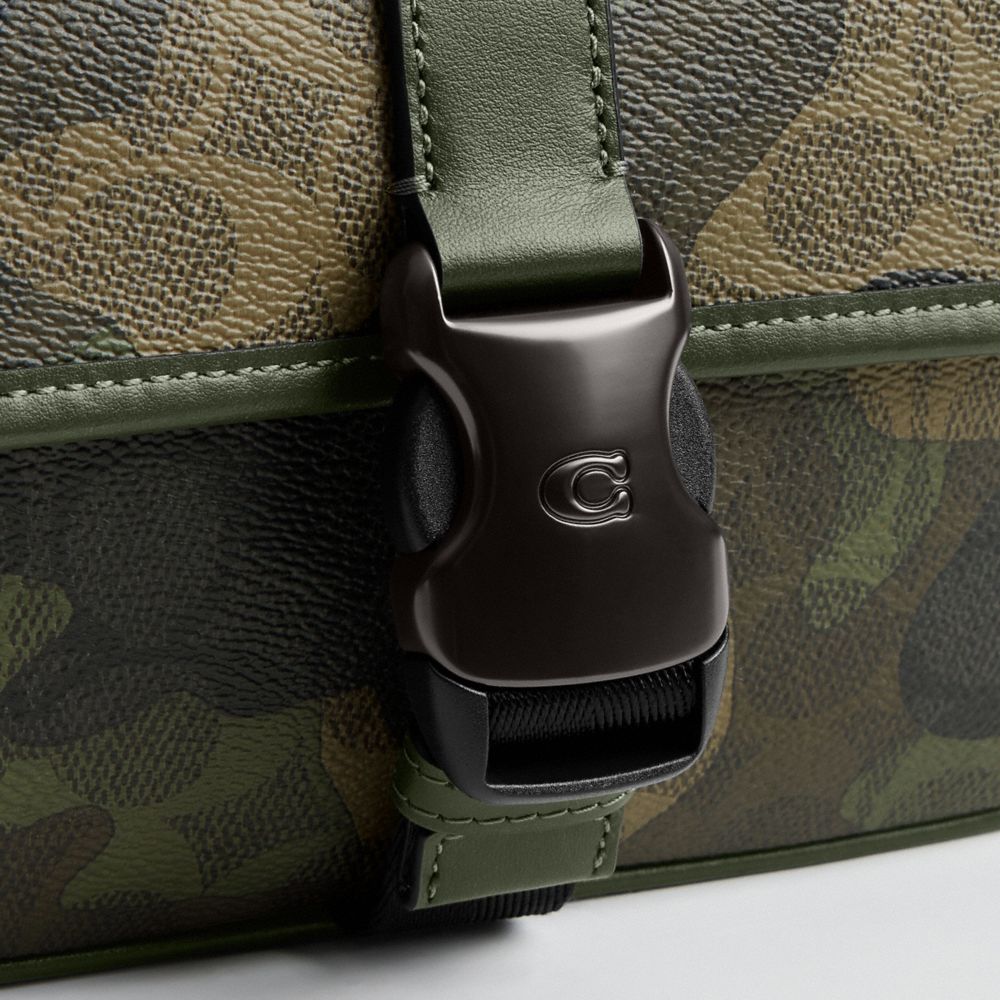 Coach League Crossbody Bag 19 In Signature Camo Print In Green/black