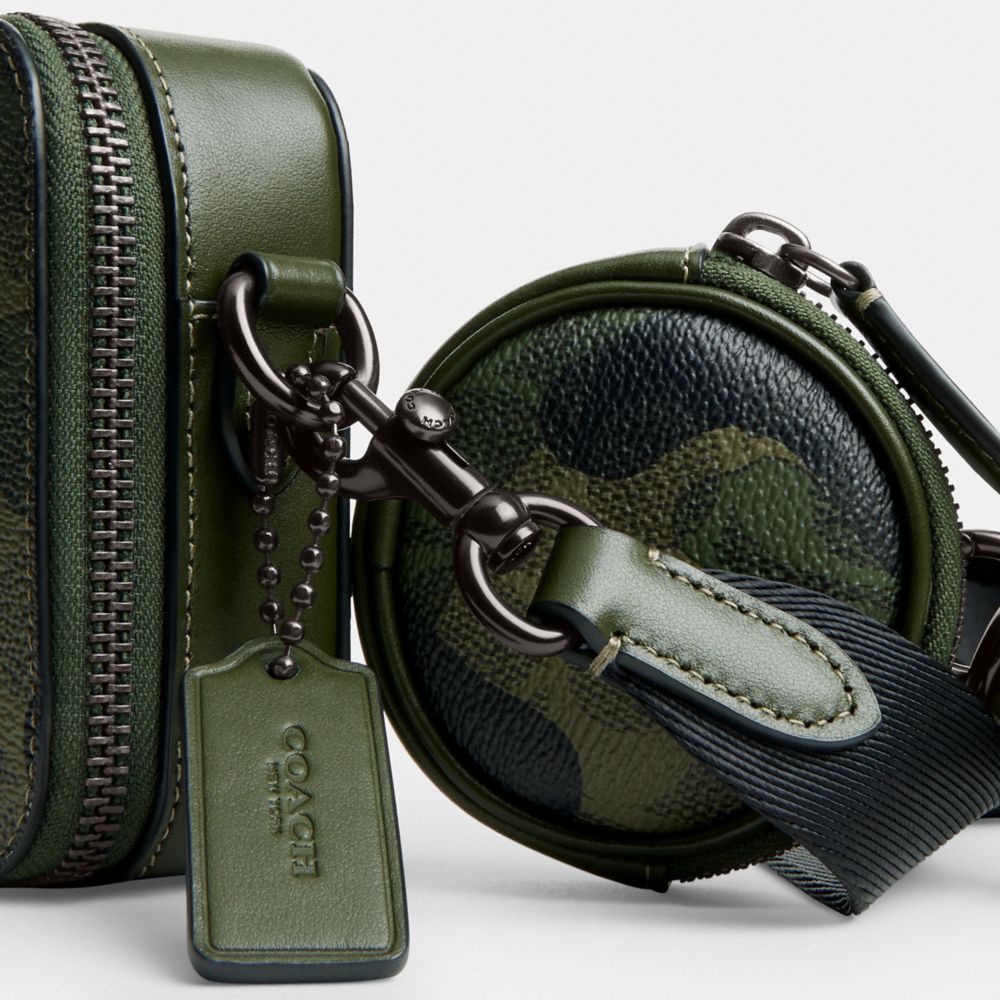 Coach Charter Slim Crossbody In Signature Camo Print In Green/black