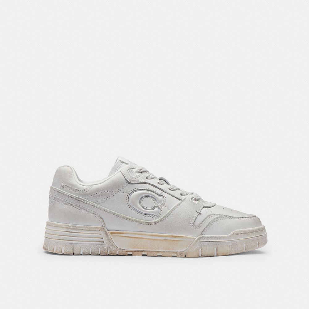 COACH®,Buy Now Soho Sneaker,Rubber,Casual,Resin,Logo,Perforated,Sustainable,Casual,Gray,Angle View