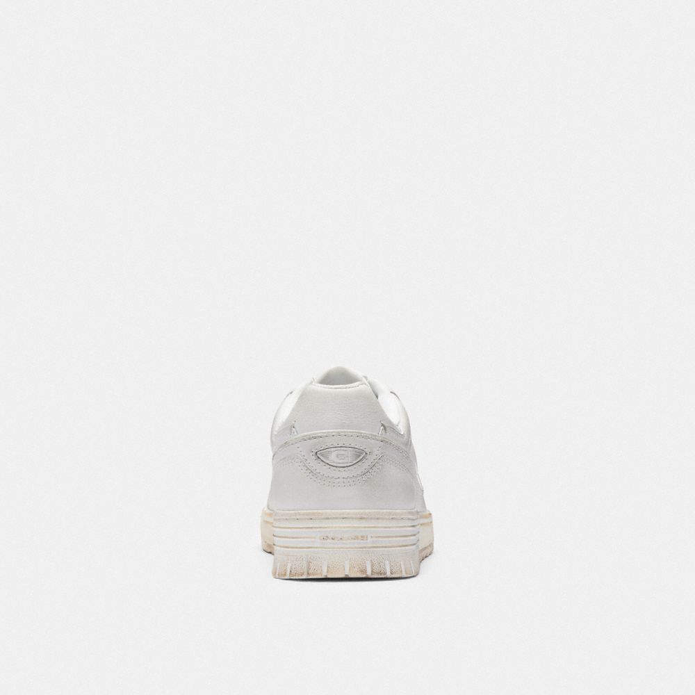 COACH®,Soho Sneaker In Loved Leather,Rubber,Casual,Resin,Perforated,Logo,Sustainable,Casual,Gray,Alternate View