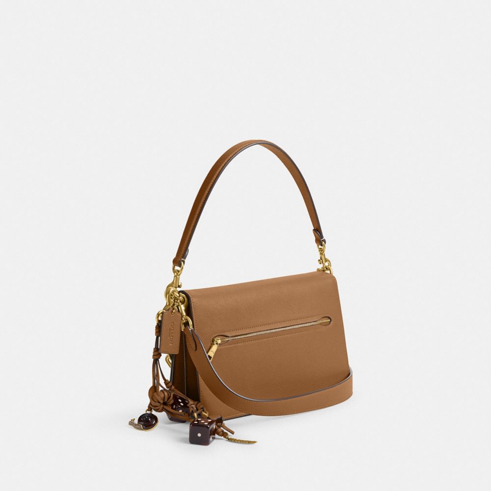 COACH®,Runway Chain Tabby Shoulder Bag,Leather,Shoulder Bag,Logo,Adjustable,Silver Metal,Day Party,Brown,Angle View