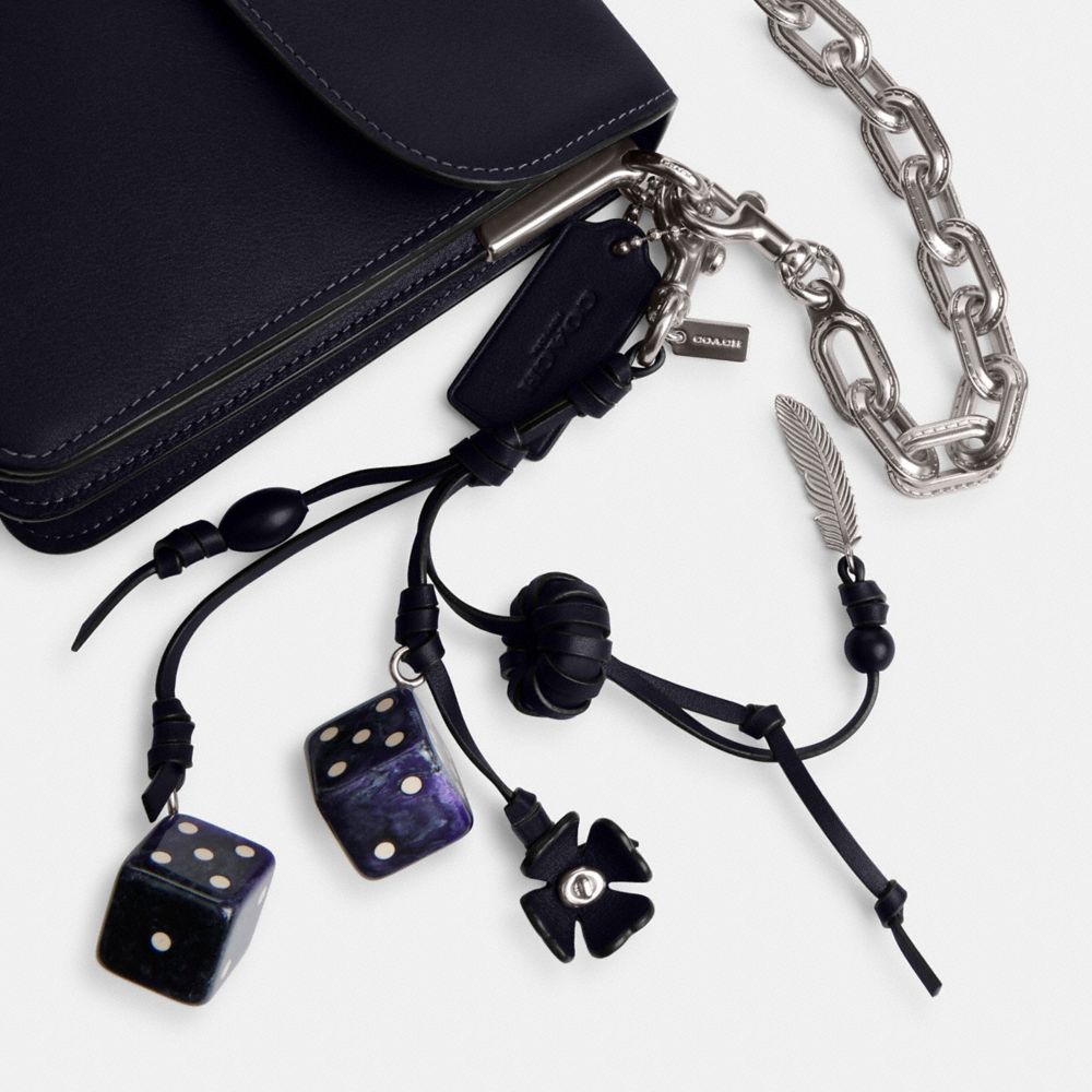 COACH®,Runway Chain Tabby Shoulder Bag,Leather,Shoulder Bag,Logo,Adjustable,Silver Metal,Day Party,Black,Closer View