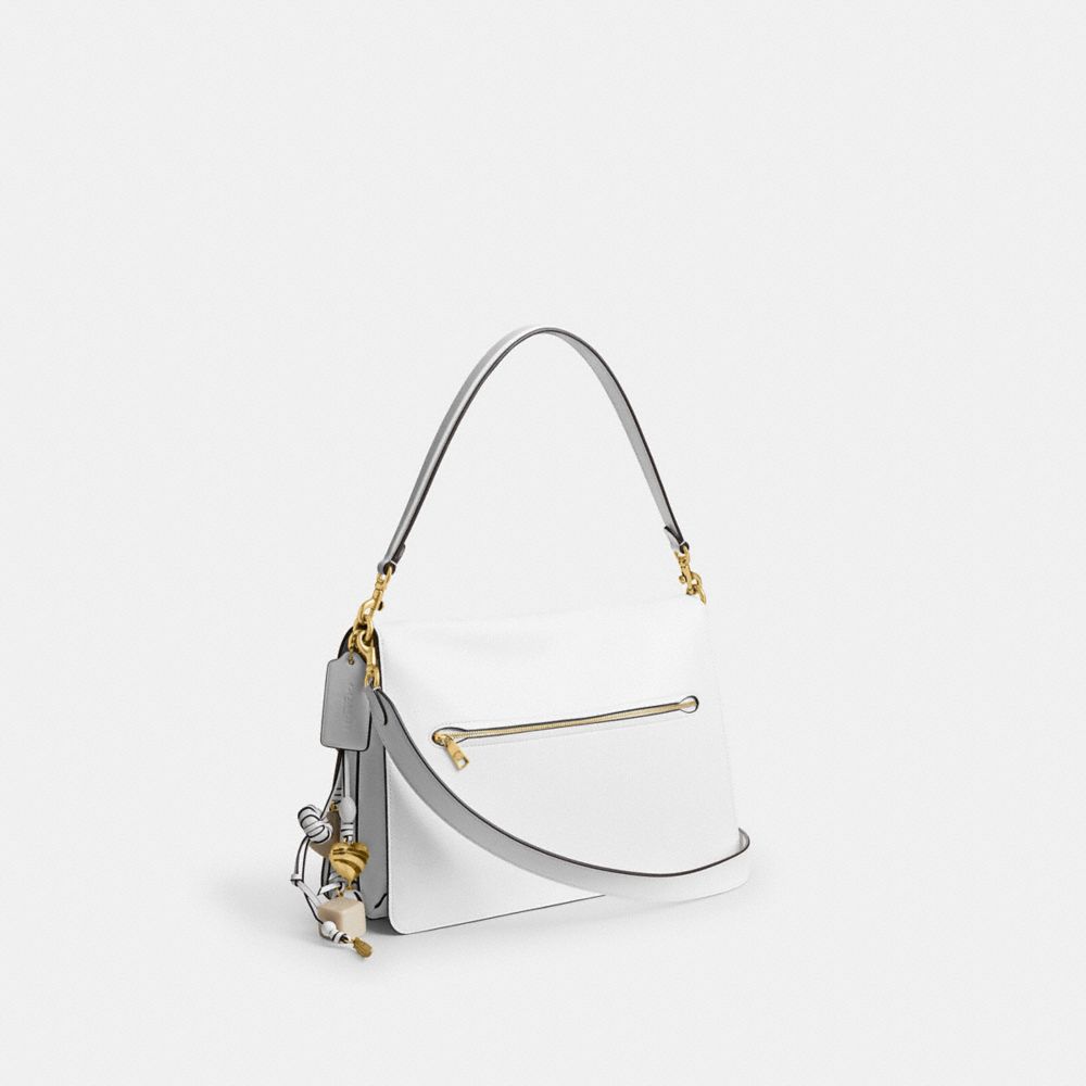 COACH®,Runway Chain Tabby Shoulder Bag 35,Leather,Shoulder Bag,Logo,Adjustable,Brass,Day Party,White,Angle View