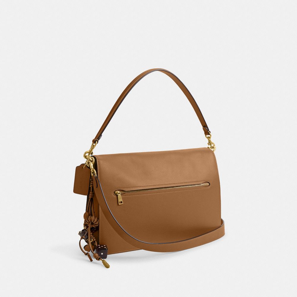 COACH®,Runway Chain Tabby Shoulder Bag 35,Leather,Shoulder Bag,Logo,Adjustable,Brass,Day Party,Brown,Angle View