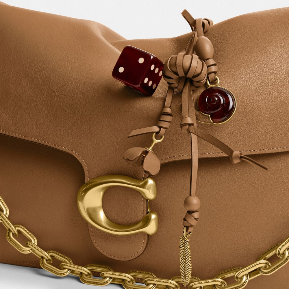 COACH®,Runway Chain Tabby Shoulder Bag 35,Leather,Shoulder Bag,Logo,Adjustable,Brass,Day Party,Brown,Closer View