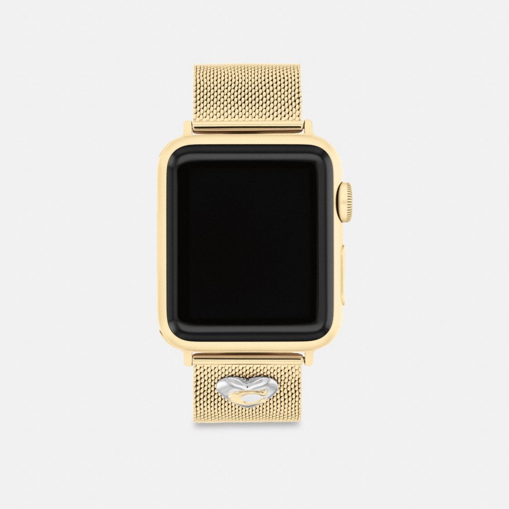 COACH®,APPLE WATCH® STRAP, 38MM, 40MM AND 41MM,Gold,Front View