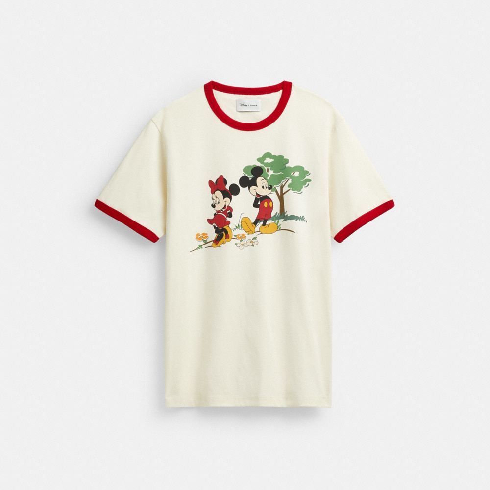 COACH®,Disney X Coach Mickey Mouse And Minnie Mouse T Shirt,,Front View