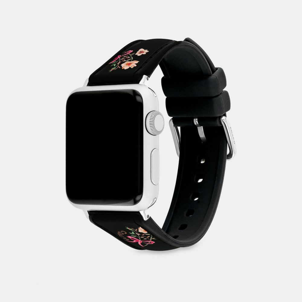 Shop Coach Apple Watch® Strap, 38mm, 40mm And 41mm In Black Floral