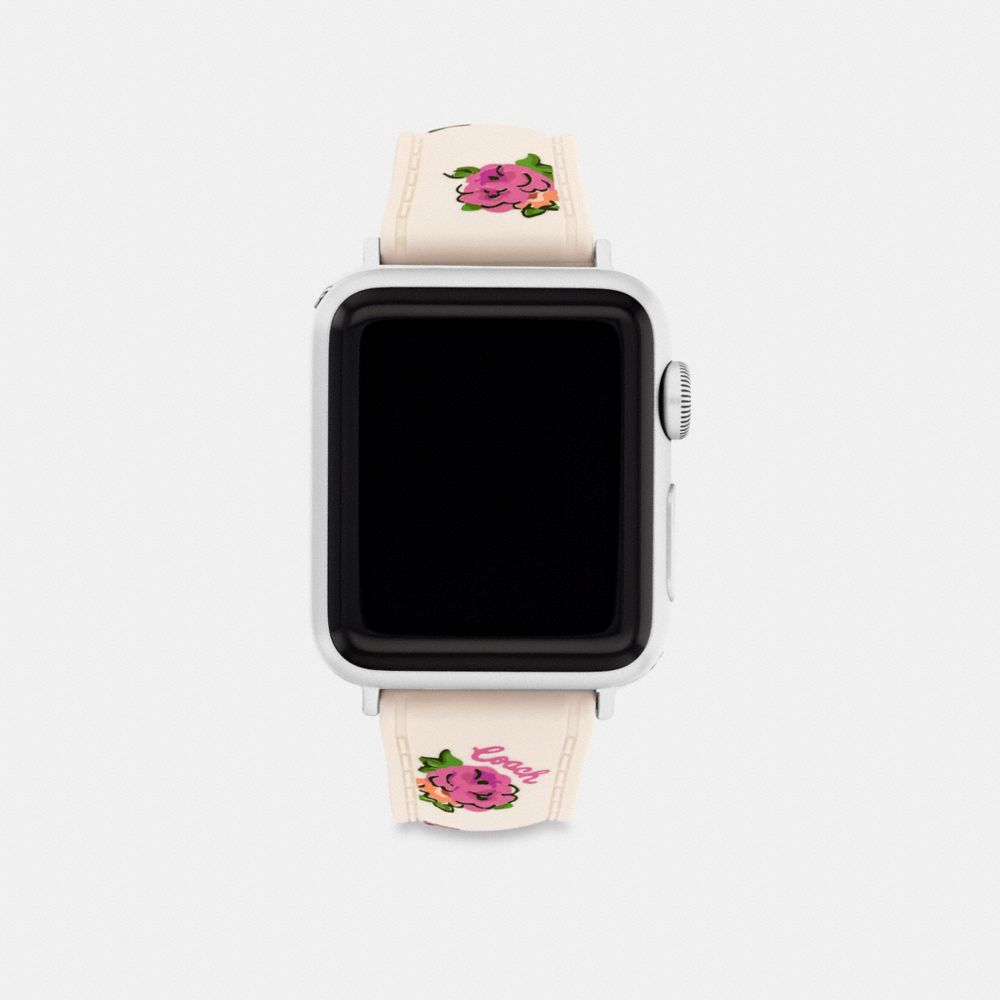Shop Coach Apple Watch® Strap, 38mm, 40mm And 41mm In Chalk Floral