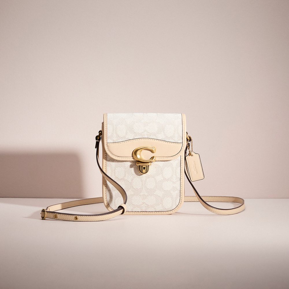 Coach Restored Tall Studio Crossbody In Signature Jacquard In Brass/chalk Ivory