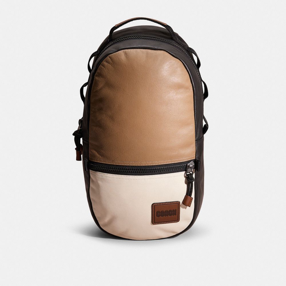 COACH®,Restored Pacer Backpack In Colorblock With Coach Patch,Brown,Front View