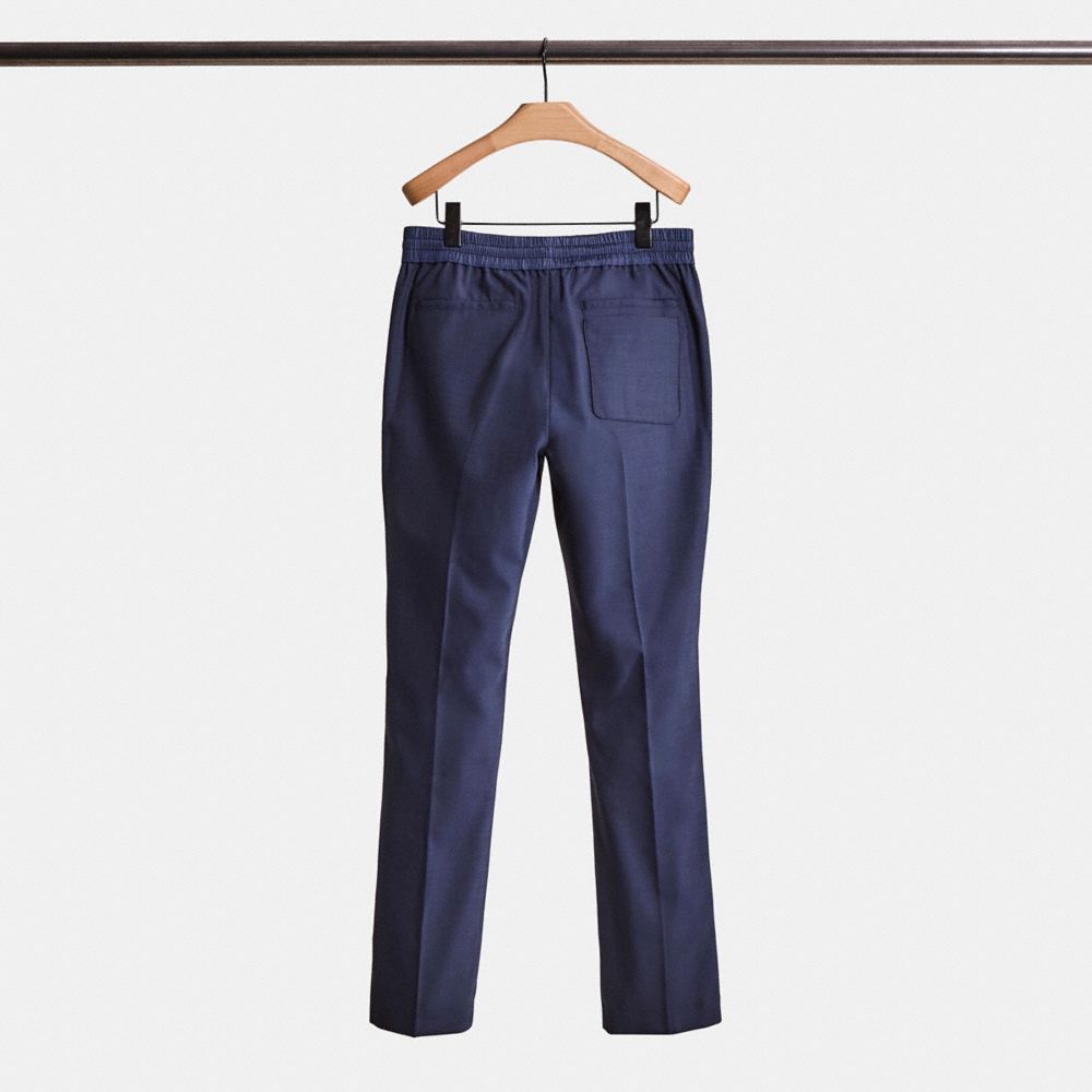 COACH®,Restored Pleated Pants,Trouser,Jogger,Straight,Lined,Casual,Navy,Back View