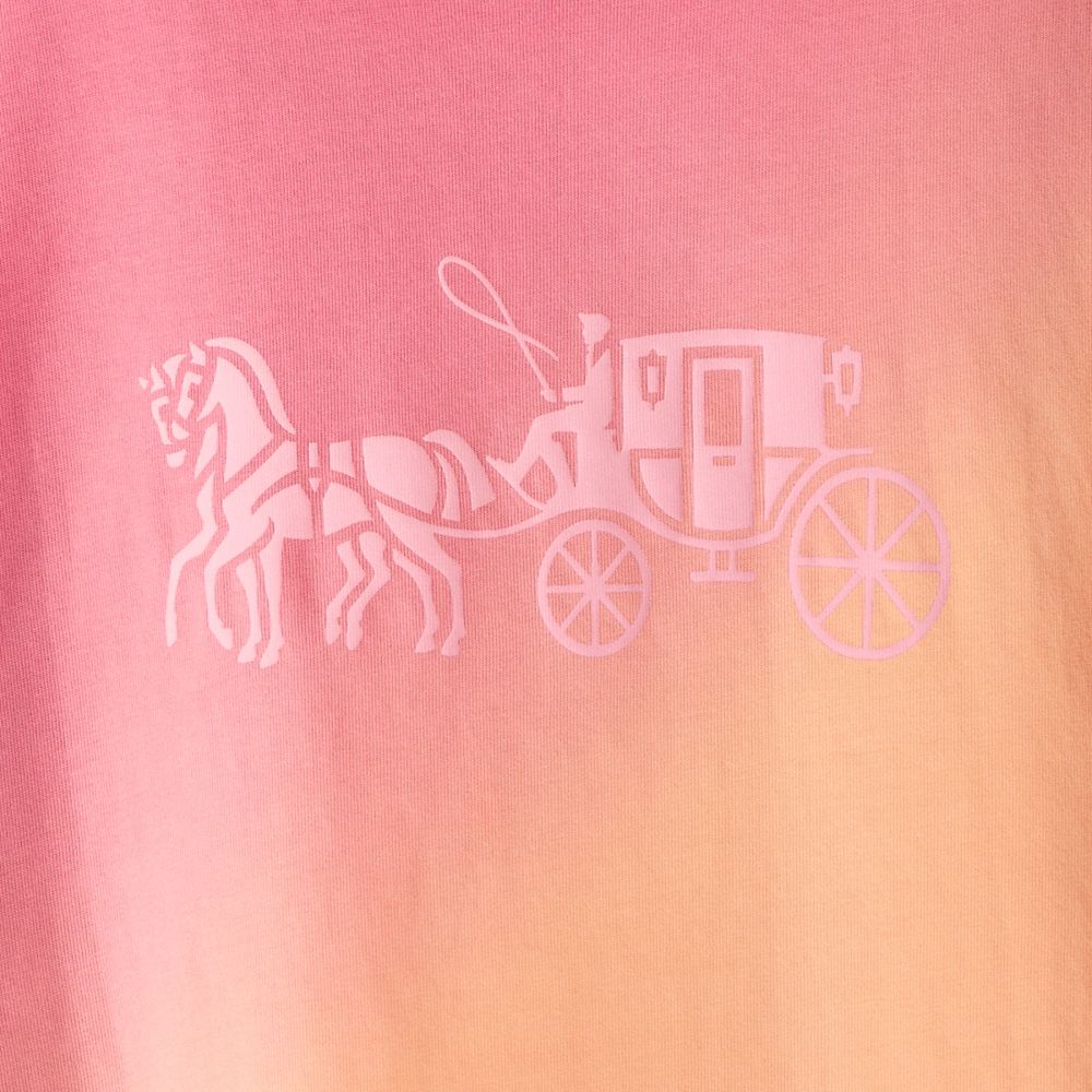 COACH®,Restored Ombre Horse And Carriage T Shirt In Organic Cotton,Cotton,T Shirt,Casual,Multi Color,Scale View