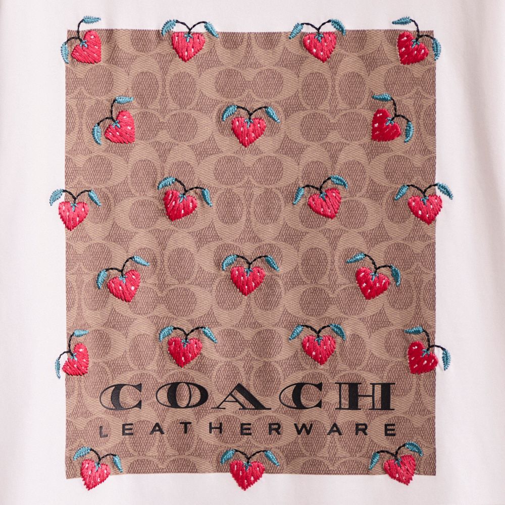 COACH®,Restored Signature Strawberry T Shirt In Organic Cotton,,Scale View