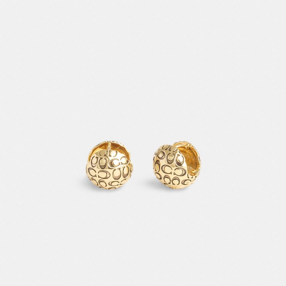 COACH®,Quilted Orb Earrings,Dangle Earring,Cubic Zirconia,Casual,Black,Front View