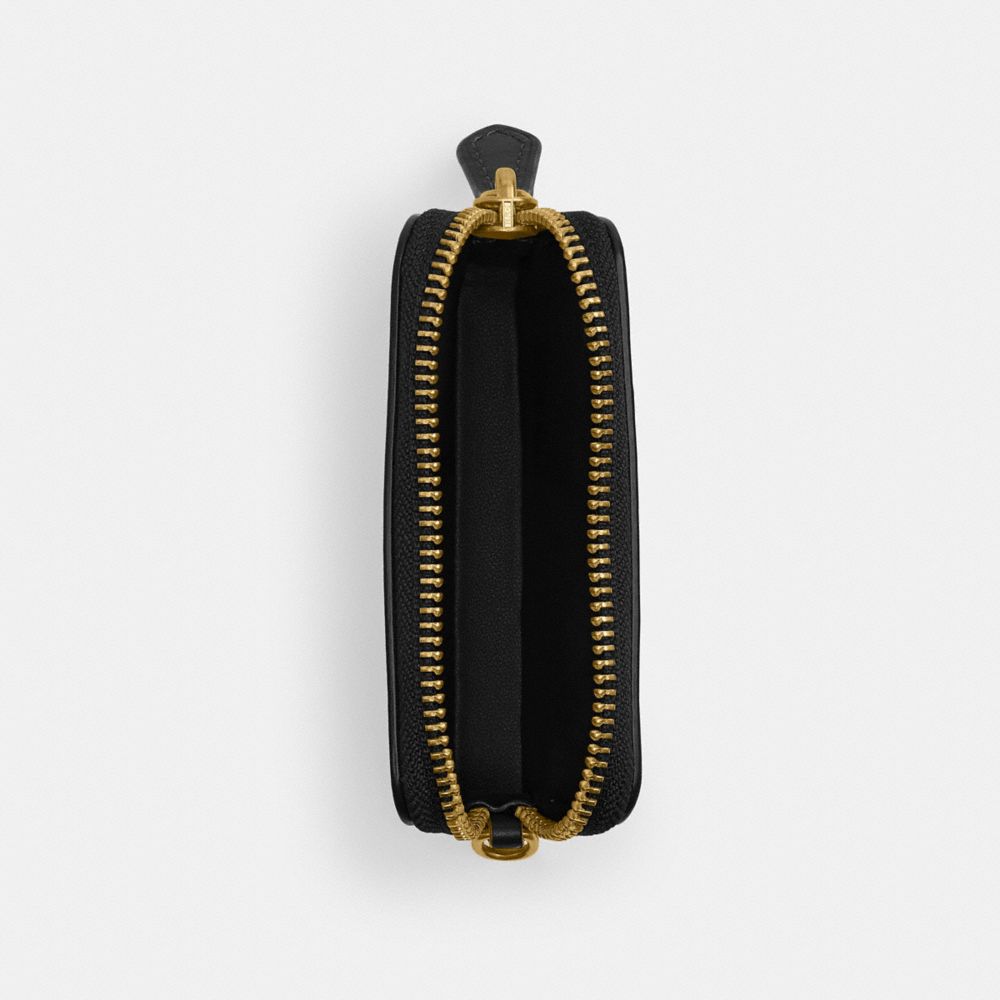 COACH®,Essential Chain Card Case,Calfskin Leather,Card Case,Metal,Logo,Key Ring,Casual,Black,Inside View,Top View