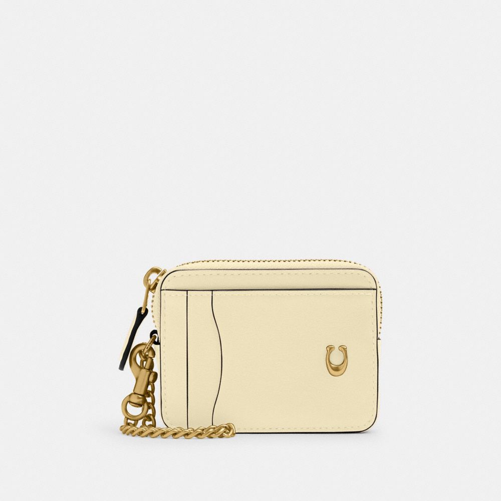 Coach Essential Chain Card Case In Brass/moonlight
