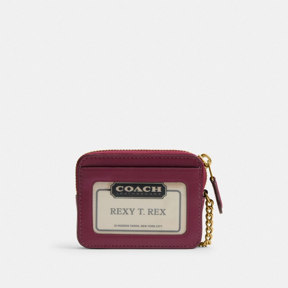 COACH®,PORTE-CARTES AVEC CHAÎNE ESSENTIEL,Laiton/Rose,Back View